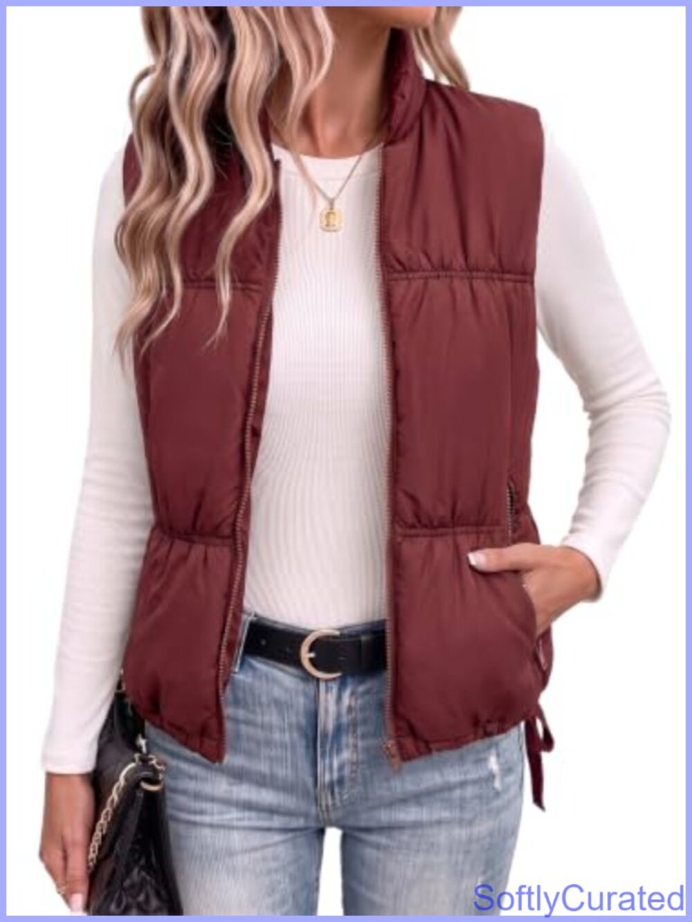 Puffer Vest Sleeveless Stand Collar Zip Up Cropped Jacket